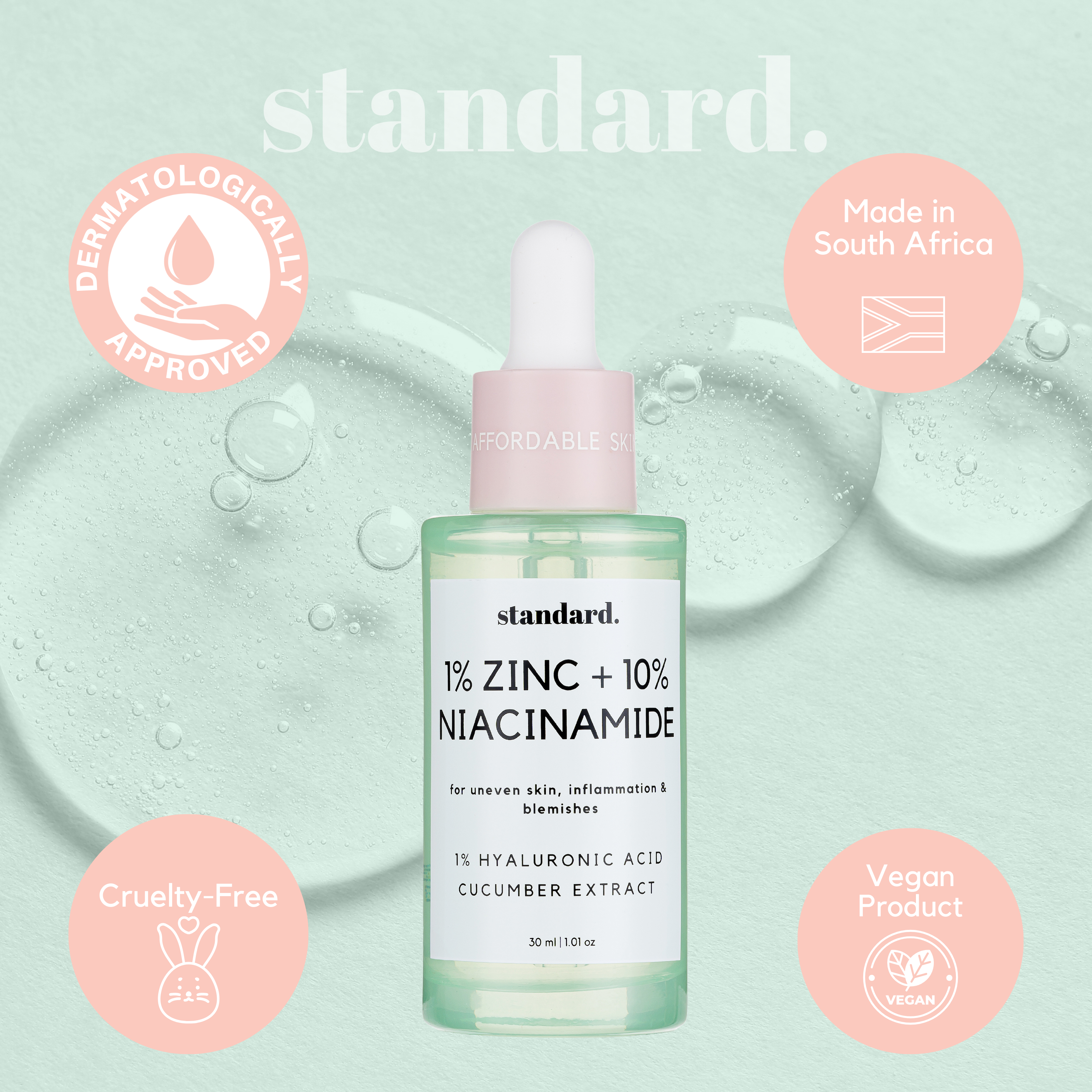 10% Niacinamide in 1% Zink Serum mit 1% Hyaluronsäure & Aloe Vera