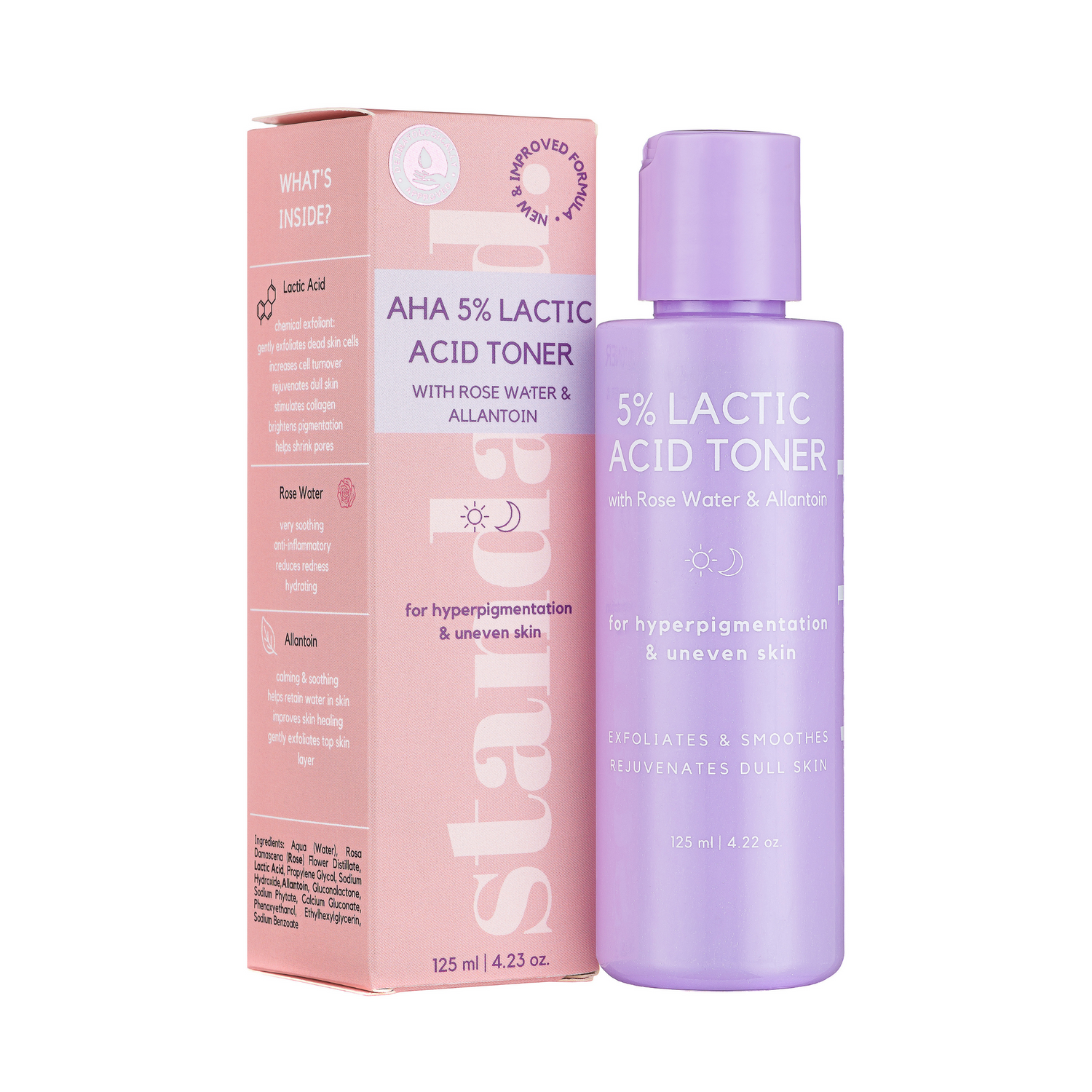 AHA 5% Lactic Acid Toner mit Rosenwasser